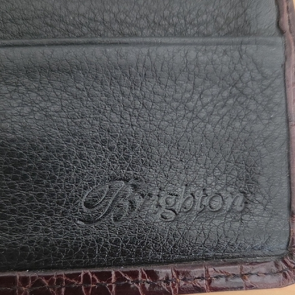 Brighton Dark Brown Crocodile-Embossed Leather Wallet - Picture 2 of 9